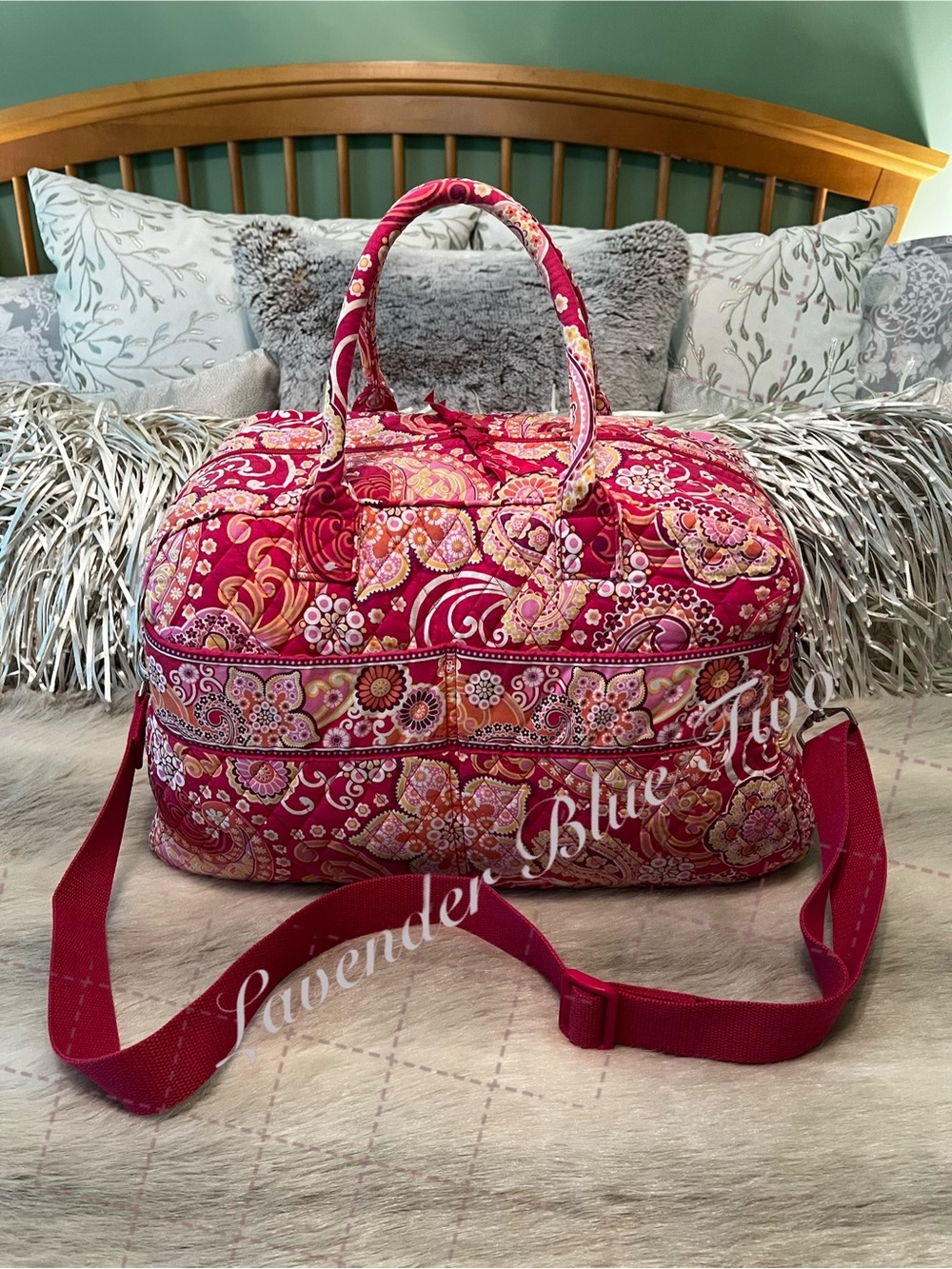 VERA BRADLEY Raspberry Fizz 2008 Weekender Bag Travel Carryon Red Pink Y2K Flora